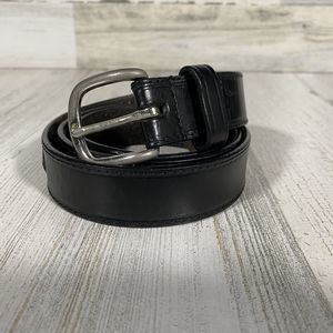 Vtg Men's Black Oil Tanned Leather Braided Belt Western Solid Brass Buckle 40"